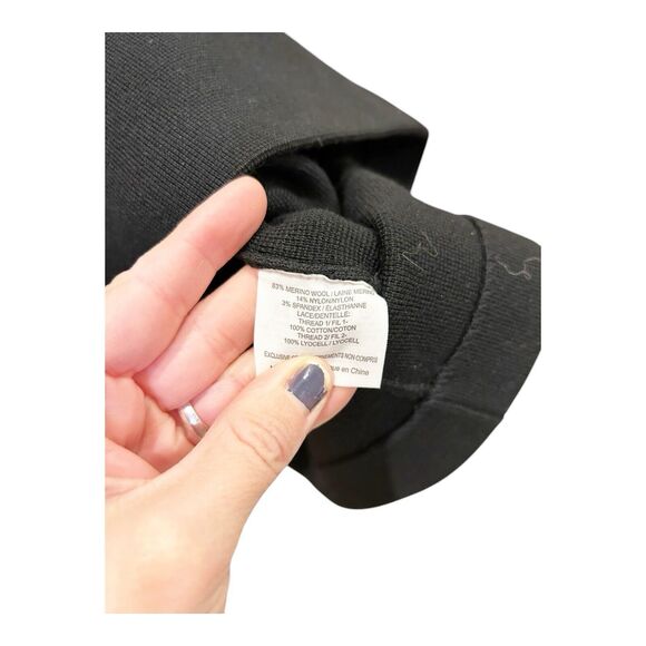 G30 Tory Burch Roberta Crochet Inset Knit Sweater Dress Career Work Sz 8 - Picture 8 of 8